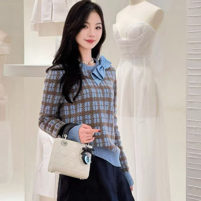DIOR 26S PLAID SWEATER WITH BOW 1063