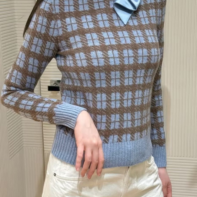 DIOR 26S PLAID SWEATER WITH BOW 1063