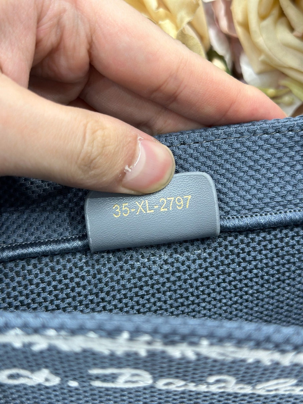 DIOR 26S BOOK TOTE BAG 26 IN GREY EMBROIDERED LETTERING FABRIC