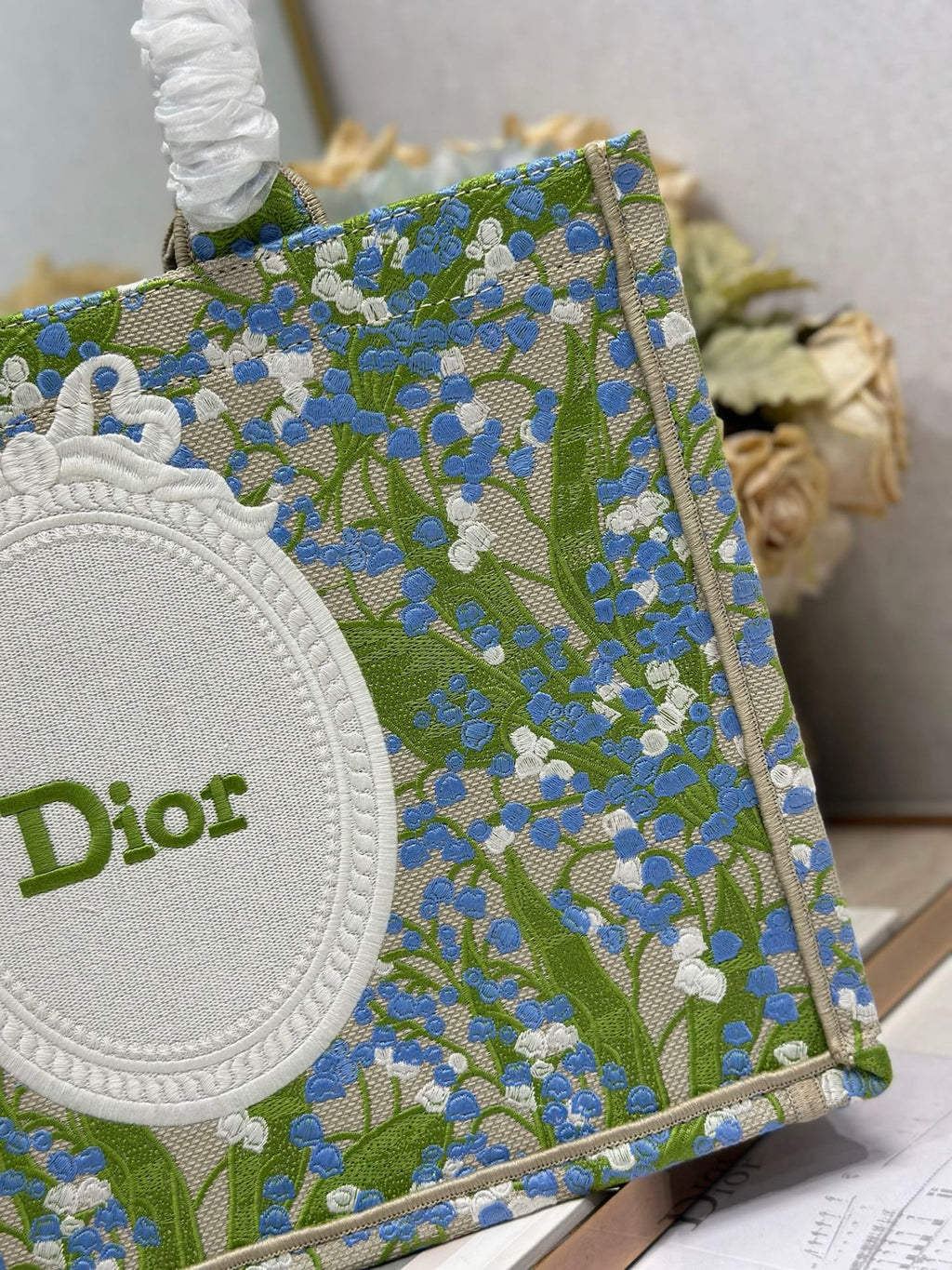 DIOR 26S BOOK TOTE BAG 36 IN  MUTICOLOR BAYADERE FABRIC