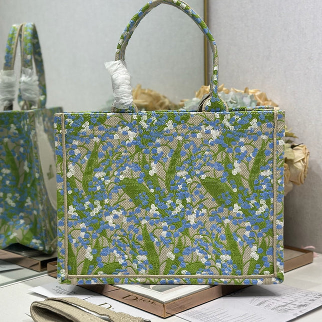 DIOR 26S BOOK TOTE BAG 36 IN  MUTICOLOR BAYADERE FABRIC