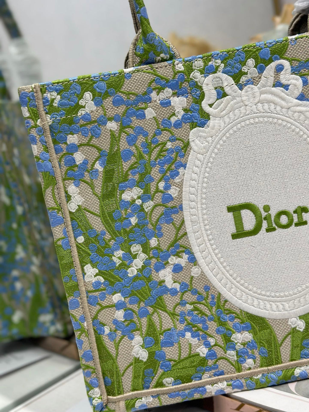 DIOR 26S BOOK TOTE BAG 36 IN  MUTICOLOR BAYADERE FABRIC