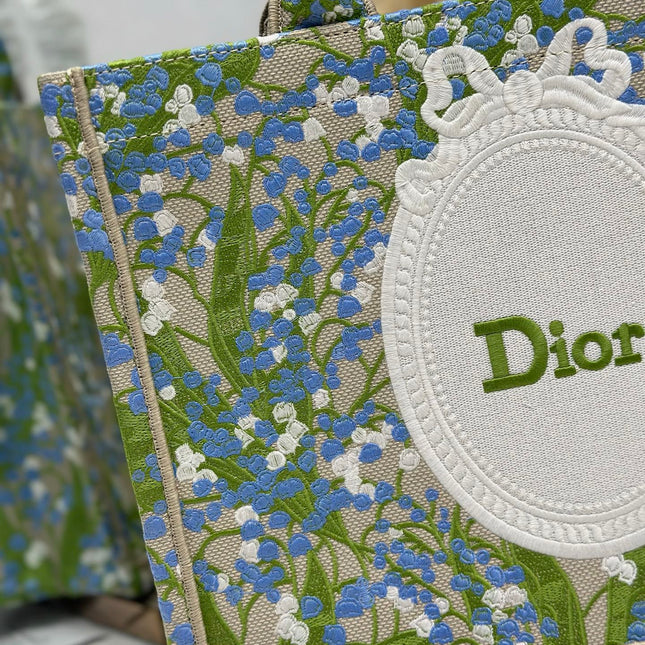 DIOR 26S BOOK TOTE BAG 36 IN  MUTICOLOR BAYADERE FABRIC
