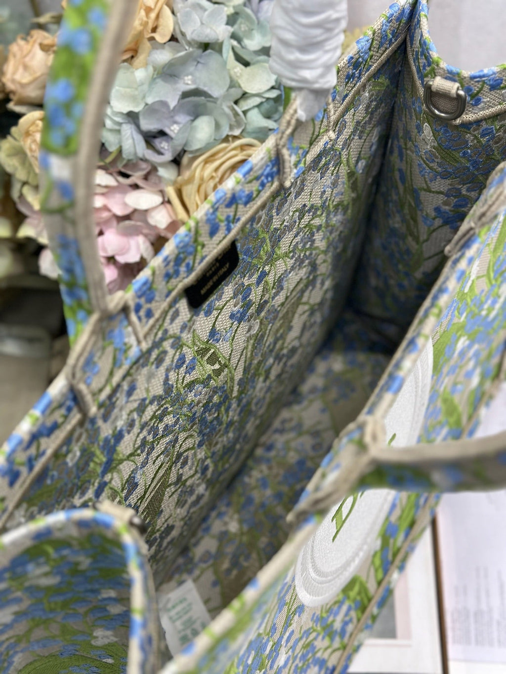DIOR 26S BOOK TOTE BAG 42 IN  MUTICOLOR BAYADERE FABRIC
