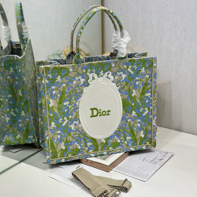 DIOR 26S BOOK TOTE BAG 42 IN  MUTICOLOR BAYADERE FABRIC