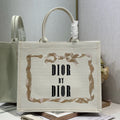 DIOR 26S TOTE BAG 36 IN CREAM BEIGE EMBROIDERED FABRIC