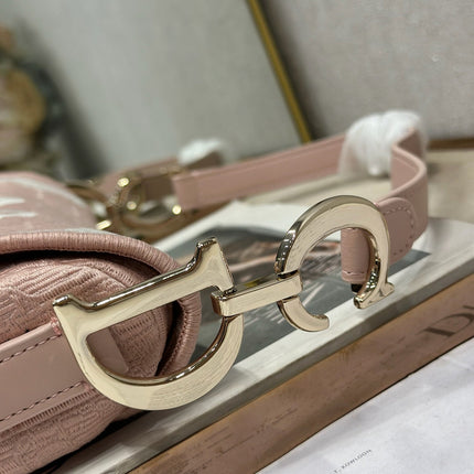 DIOR 26S SADDLE BAG 25 IN LIGHT PINK JACQUARD