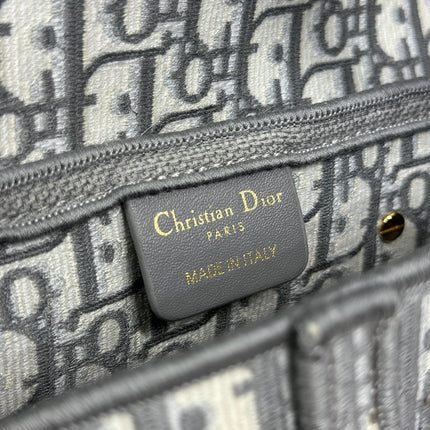 DIOR 26S SADDLE BAG 25 IN GREY AND BLACK OBLIQUE JACQUARD