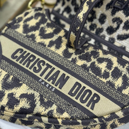 DIOR 26S SADDLE BAG 25 IN BEIGE EOPARD-PRINT JACQUARD