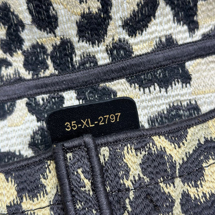 DIOR 26S SADDLE BAG 25 IN BEIGE EOPARD-PRINT JACQUARD