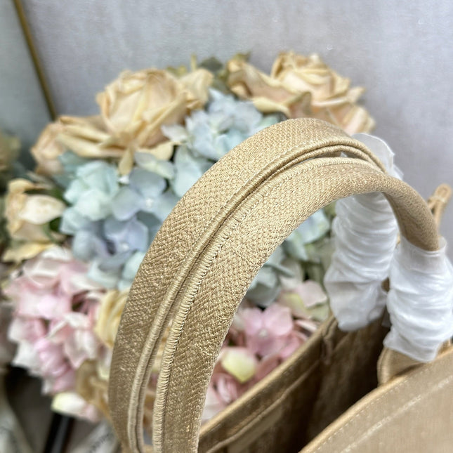 DIOR 26S BOOK TOTE BAG 36 IN BEIGE BAYADERE FABRIC