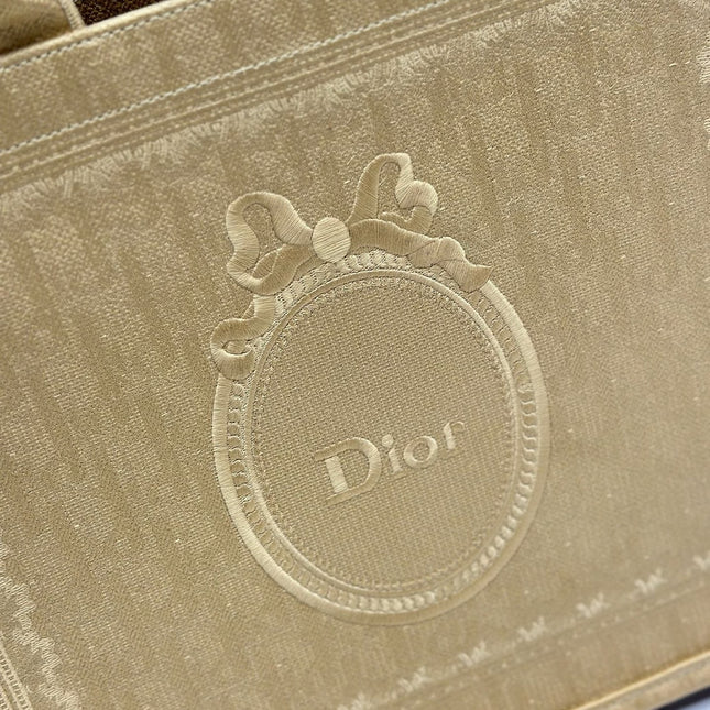 DIOR 26S BOOK TOTE BAG 42 IN BEIGE BAYADERE FABRIC