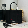 DIOR 26S BOOK TOTE BAG 36 IN BLACK BAYADERE FABRIC