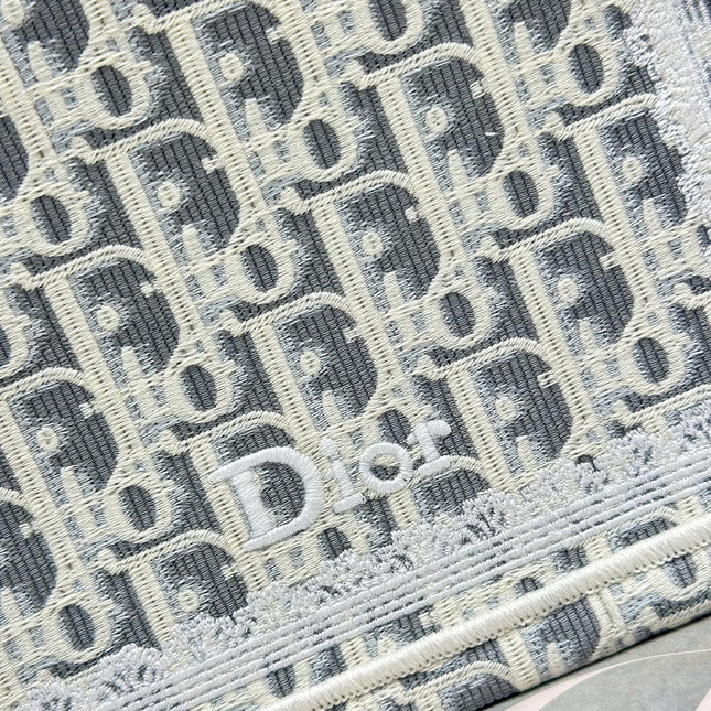 DIOR 26S  BOOK TOTE BAG 20 IN GREY AND BEIGE FABRIC OBLIQUE FABRIC