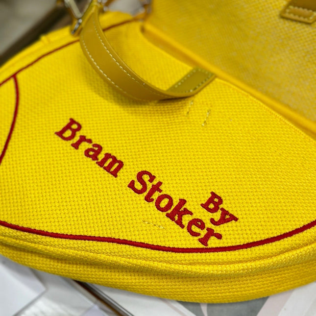 DIOR 26S SADDLE BAG 25 IN YELLOW WOVEN FABRIC