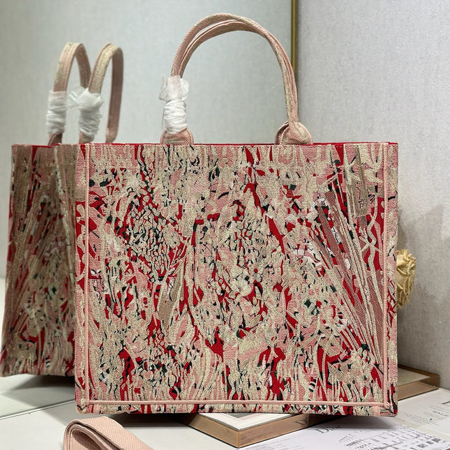 DIOR 26S LARGE BOOK TOTE 42 IN LIGHT BEIGE WOVEN FABRIC STYLE 2