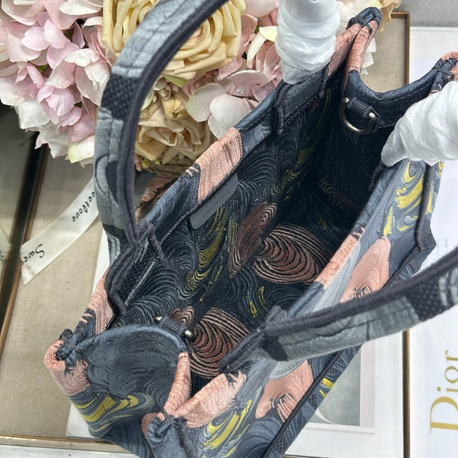 DIOR 26S MINI BOOK TOTE 26 IN MULTICOLOR WOVEN FABRIC