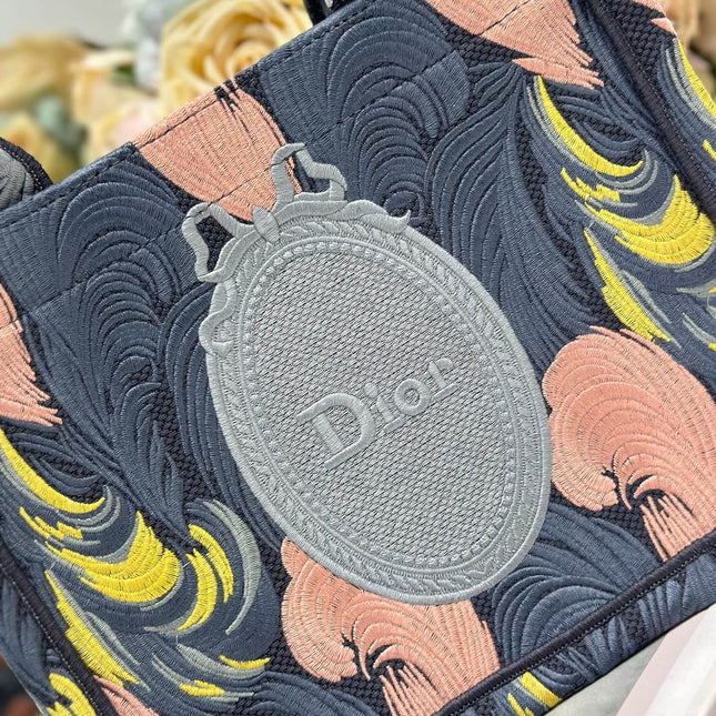 DIOR 26S MINI BOOK TOTE 26 IN MULTICOLOR WOVEN FABRIC