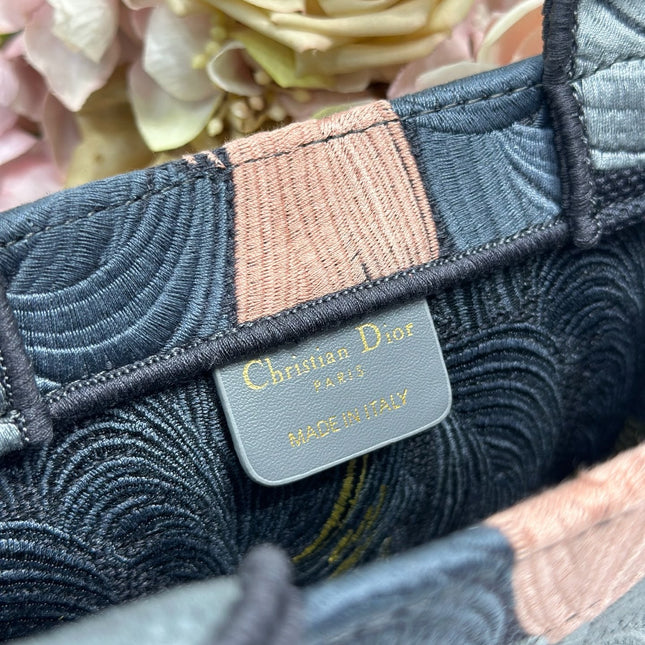 DIOR 26S MINI BOOK TOTE 26 IN MULTICOLOR WOVEN FABRIC