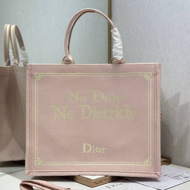 DIOR 26S LARGE BOOK TOTE 42 IN LIGHT PINK WOVEN FABRIC