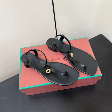 LP MINDIL SANDAL IN BLACK LAMBSKIN