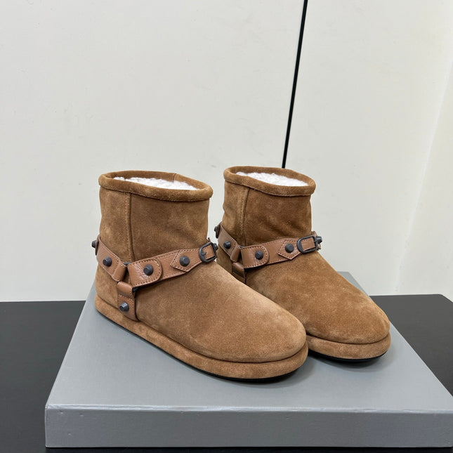 BALENCIAGA 25S ALASKA ANKLE BOOTS IN BROWN SUEDE AND LAMBSKIN