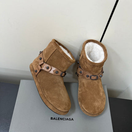 BALENCIAGA 25S ALASKA ANKLE BOOTS IN BROWN SUEDE AND LAMBSKIN