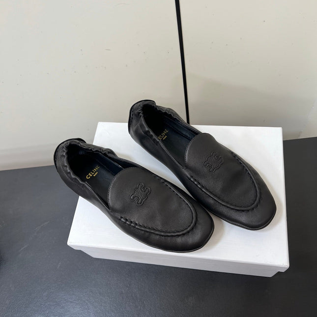 CELINE 26S MAILLON TRIOMPHE LOAFER IN BLACK SOFT CALFSKIN