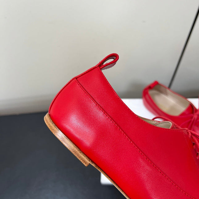 CELINE 26S MINIMAL LACE-UP SHOES IN RED CALFSKIN