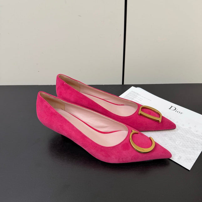 DIOR 26S POINTED-TOE HIGH HEELS 35MM IN RASPBERRY RED SUEDE GOLD HARDWARE