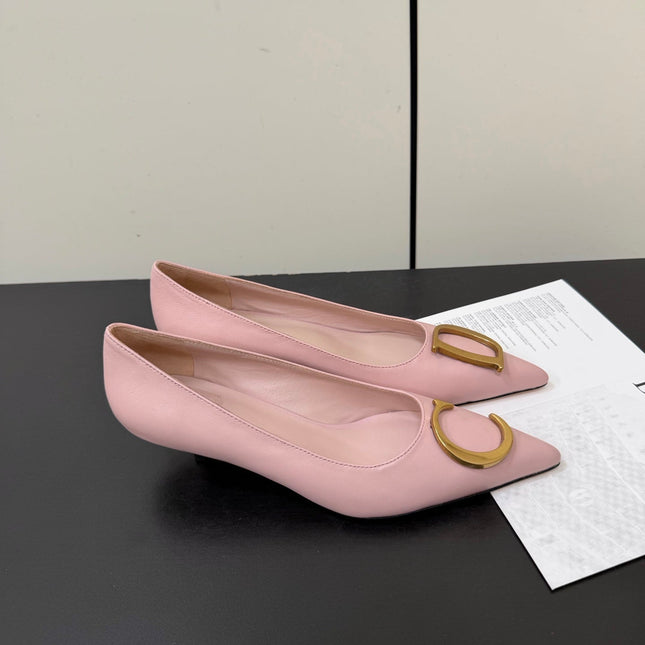 DIOR 26S POINTED-TOE HIGH HEELS 35MM IN PINK CALFSKIN GOLD HARDWARE