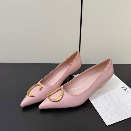 DIOR 26S POINTED-TOE HIGH HEELS 35MM IN PINK CALFSKIN GOLD HARDWARE