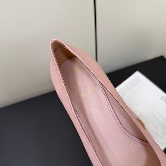 DIOR 26S POINTED-TOE HIGH HEELS 35MM IN PINK CALFSKIN GOLD HARDWARE