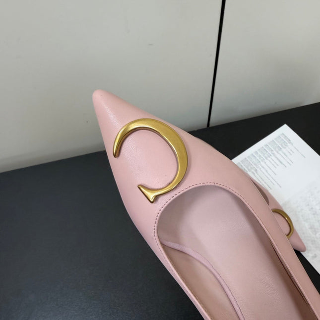 DIOR 26S POINTED-TOE HIGH HEELS 35MM IN PINK CALFSKIN GOLD HARDWARE