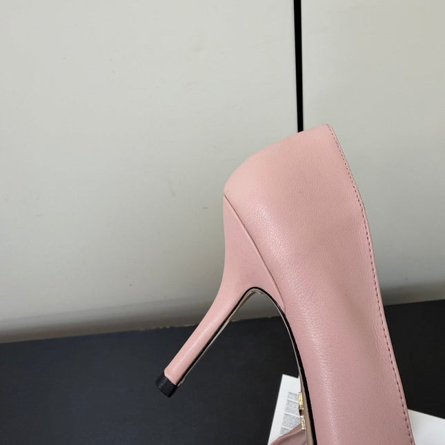 DIOR 26S POINTED-TOE HIGH HEELS 70MM IN PINK CALFSKIN GOLD HARDWARE