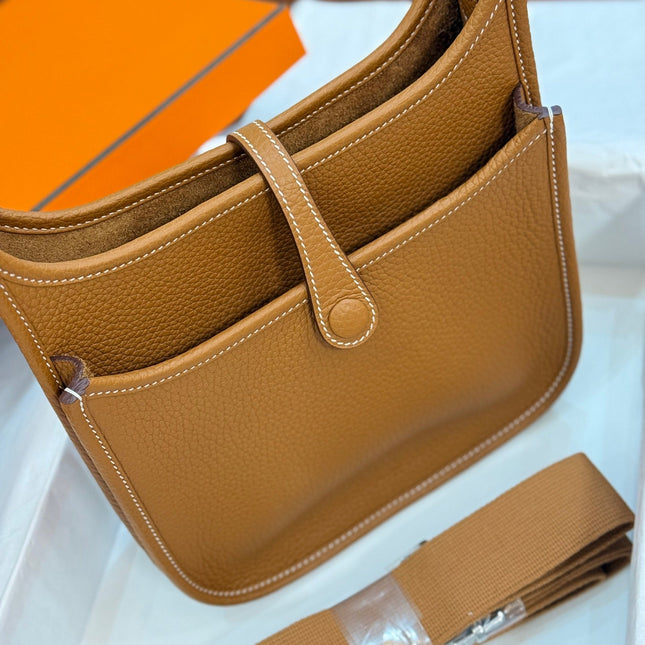 HM 26S EVELYNE BAG 23CM IN ORANGE BROWN GRAINED CALFSKIN