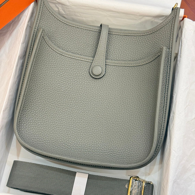 HM 26S EVELYNE BAG 23CM IN GRAY GRAINED CALFSKIN