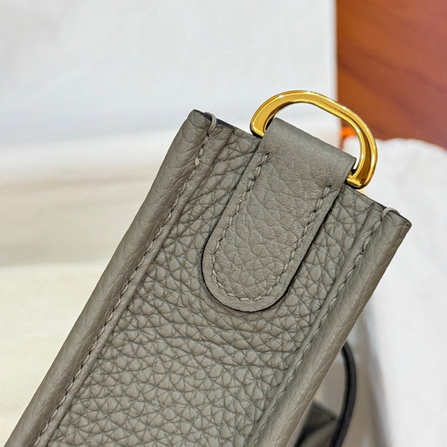 HM 26S EVELYNE BAG 23CM IN GRAY GRAINED CALFSKIN