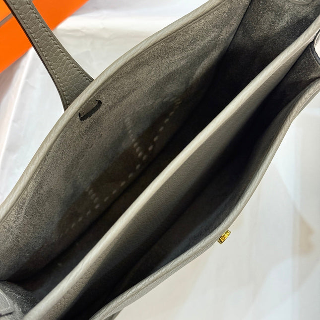 HM 26S EVELYNE BAG 23CM IN GRAY GRAINED CALFSKIN