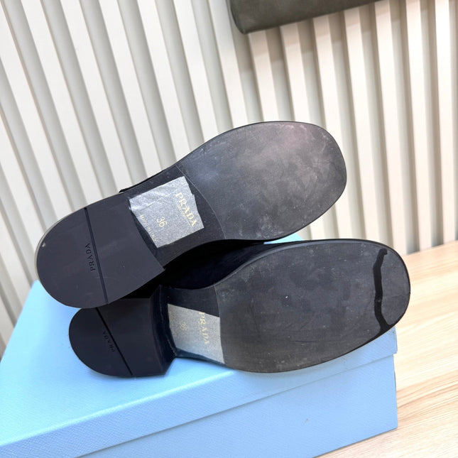 PRADA 25S LOW-CUT BOOTS IN BLACK SUEDE