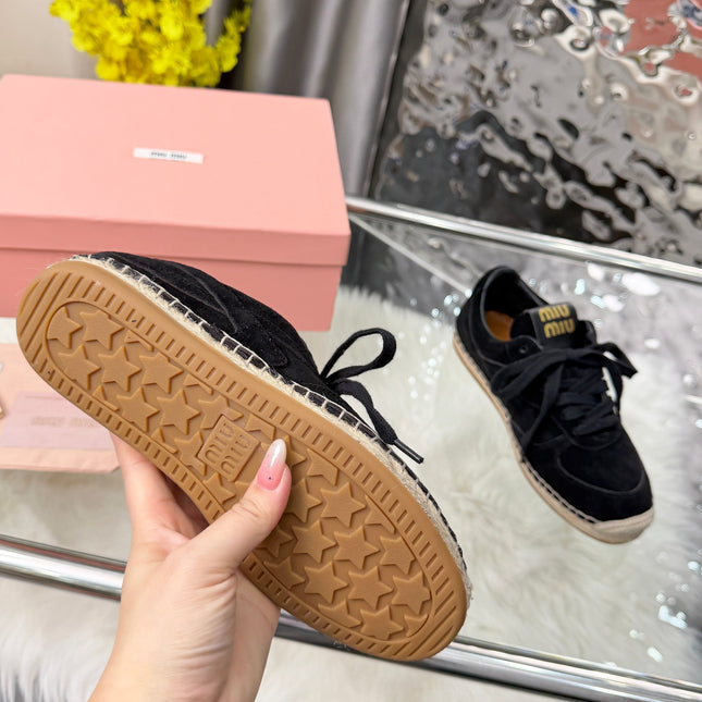 MIUMIU 26S SNEAKERS IN BLACK SUEDE