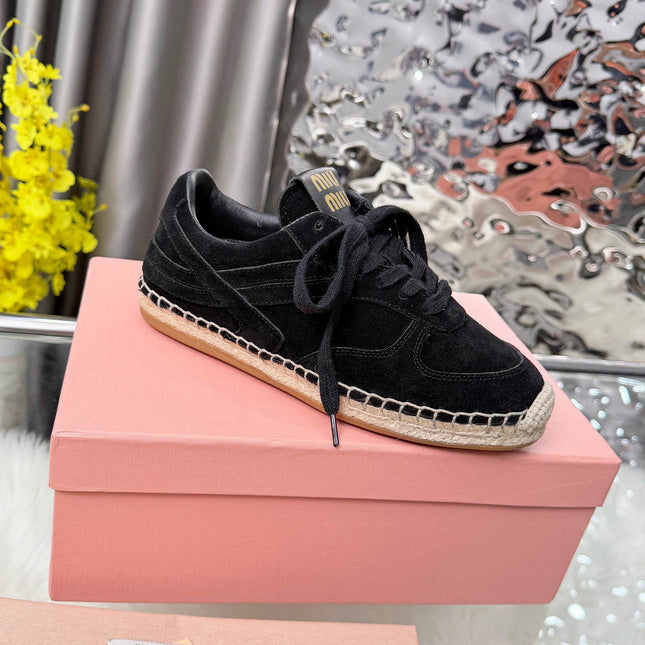 MIUMIU 26S SNEAKERS IN BLACK SUEDE