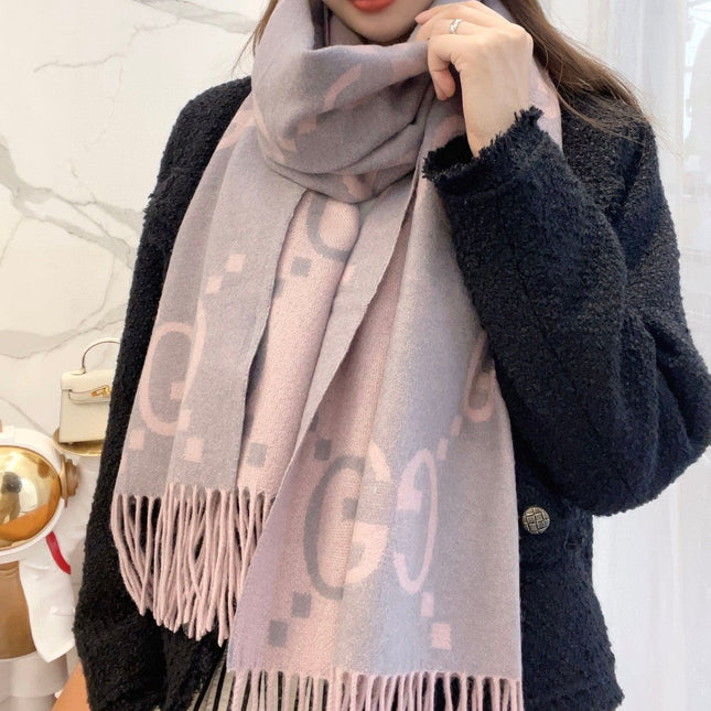 SCARF 200 CM IN LIGHT PINK MIX GRAY CASHMERE 396379