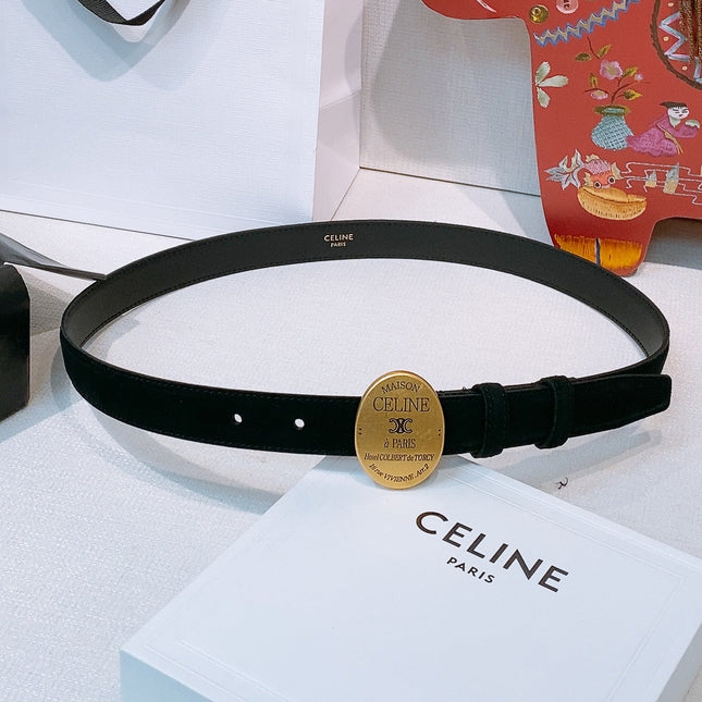 TRIOMPHE BELT 2.5 CM IN BLACK CALFSKIN GOLD HARDWARE 631597