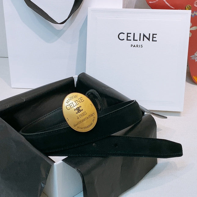 TRIOMPHE BELT 2.5 CM IN BLACK CALFSKIN GOLD HARDWARE 631597