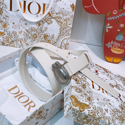 DIOR 26S BELT 25 MM IN CREAM WHITE CALFSKIN 641879