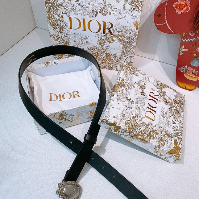 DIOR 26S BELT 25 MM IN BLACK CALFSKIN 641880