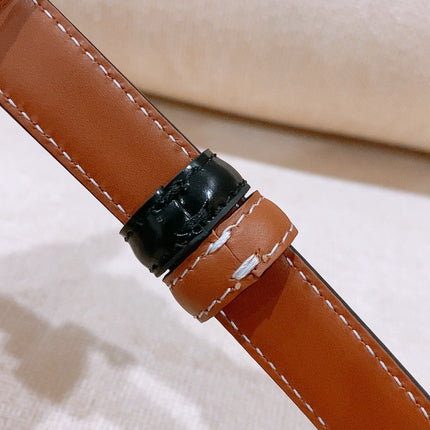 CELINE 26S REVERSIBLE BELT 18 MM IN BLACK AND BROWN CALFSKIN 656090