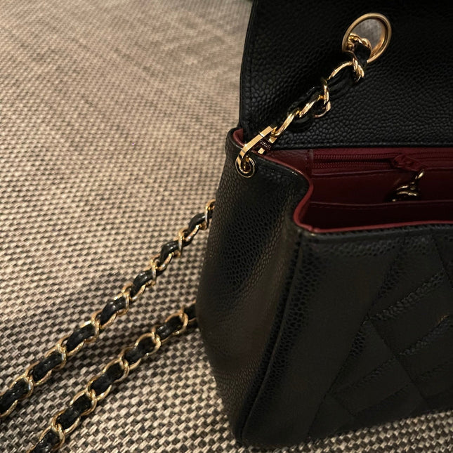 CHANEL 26S FLAP SHOULDER BAG 22 IN BLACK CAVIAR CALFSKIN GOLD HARDWARE