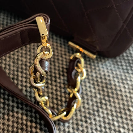 CHANEL 26S QUILTED FLAP BACKPACK 28 IN BURGUNDY RED LAMBSKIN GOLD HARDWARE